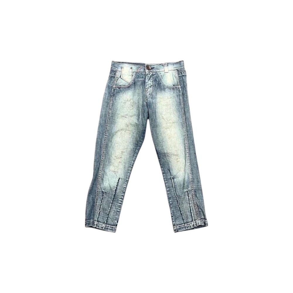 Y2k Miss Sixty distressed denim jeans w contrast pink stitching size medium